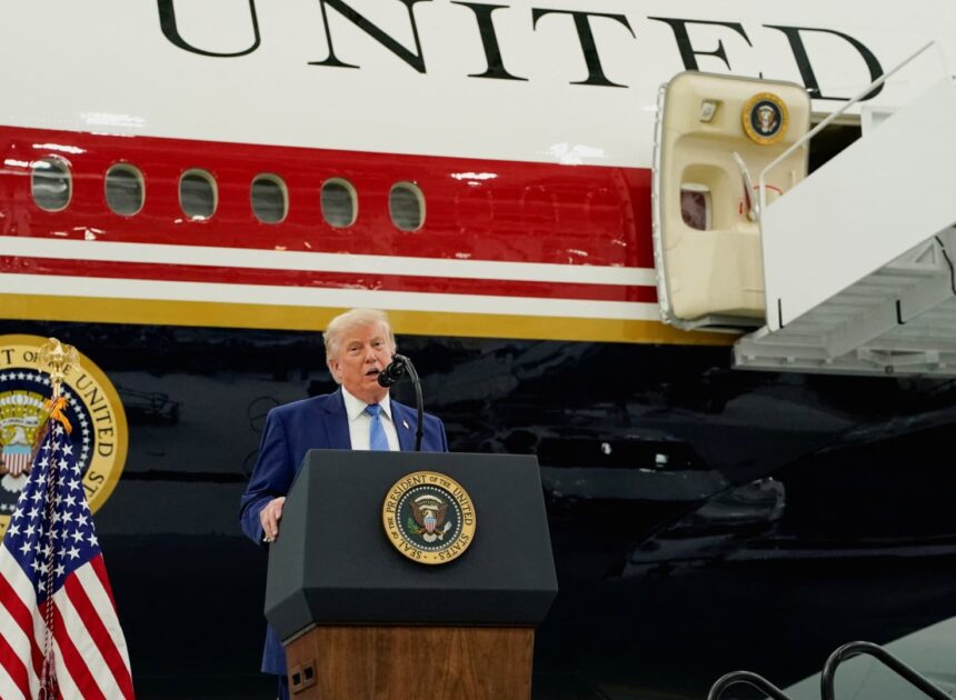 Trump unveils the new Air Force One, a converted Qatari jet